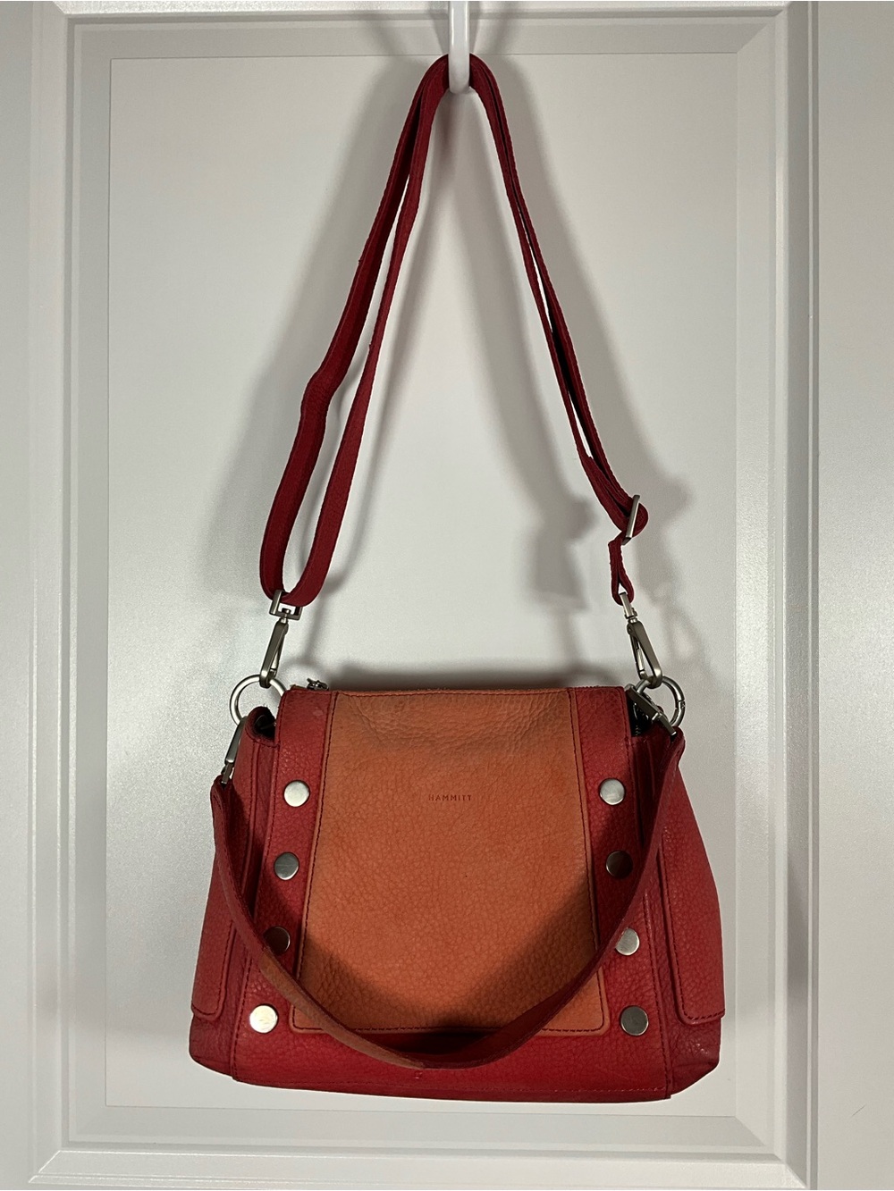 Hammitt Bryant Medium Sonoran Layers Red Orange Leather Crossbody Shoulder Bag